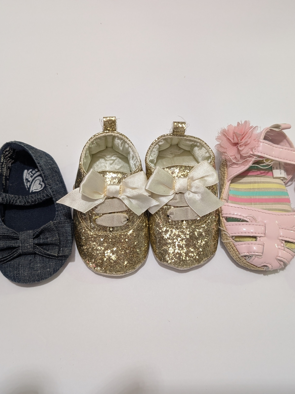 First Step/Children's Place Baby Girls Shoe Lot Size 3 Mary Jane/Sandal Bow